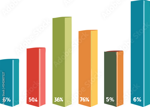 Bar Chart Infographics Elements 3D Vector Flat Design, Sign, Icon Full Color.