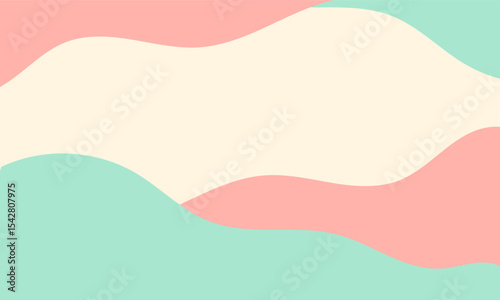 Abstract Pastel Wavy Background Featuring Green, Pink, and Beige Colors