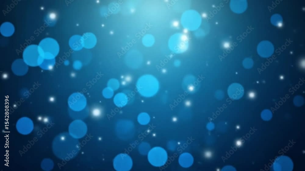 Abstract blue bokeh background with sparkling particles, perfect for holiday designs