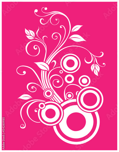 Abstract Floral Swirls with Circles - Modern Vector Design