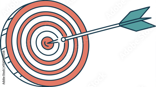 Illustration of a target with concentric circles and an arrow hitting the bullseye, showing precision and aim