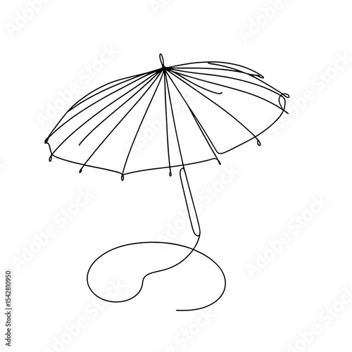 Continuous line style vector of a beach umbrella. Summer and vacation, beach life. Skin protection from sunburns