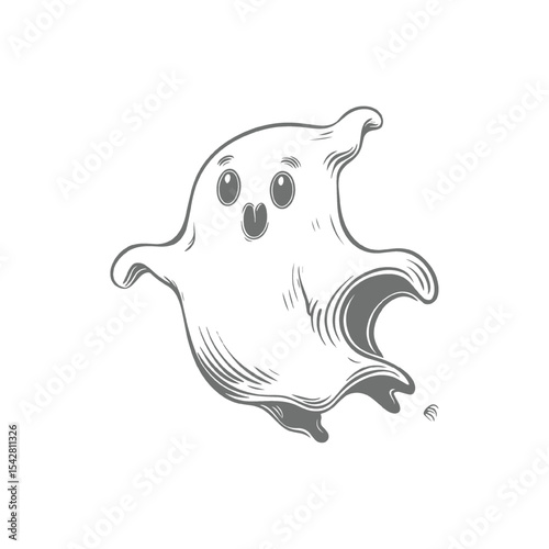 A cute ghost floating in the air, perfect for Halloween