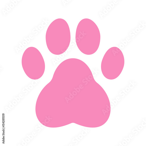 Paw print silhouette in minimalist style, in pink color, perfect for pet themes, children's projects, or cute animal logos.
