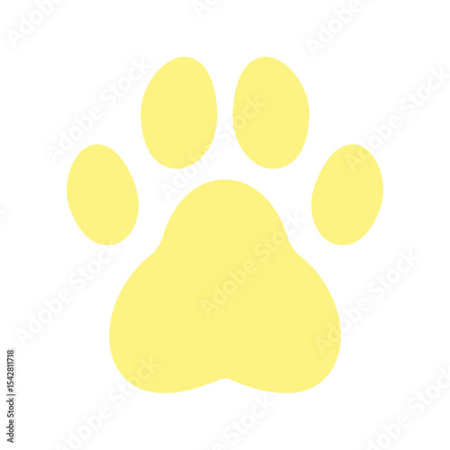 Simple and cute yellow paw print icon for pet-related designs, baby items, or animal-themed branding.
