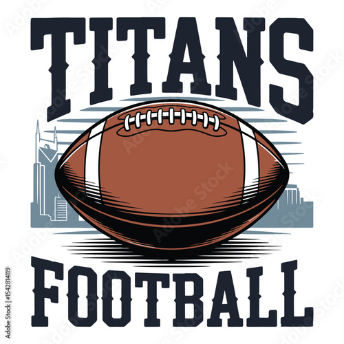 American football t-shirt design, Titans football t-shirt vector design element.