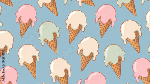 Feeling the heat? cool down with this sweet ice cream cone pattern background!
