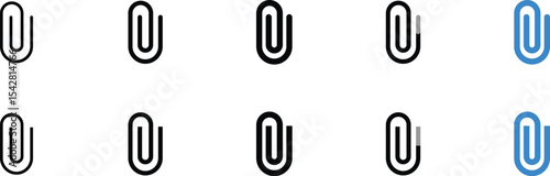 Nine Simple Paperclip Icons in Various Colors