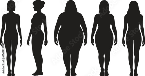 Female Body Types Vector Illustration Set of Diverse Body Shapes
