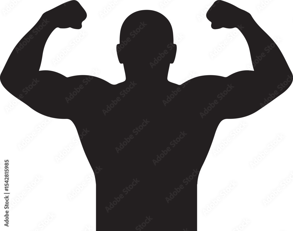 Fototapeta premium Muscular Bodybuilder Silhouette Vector Illustration of Strong Physique