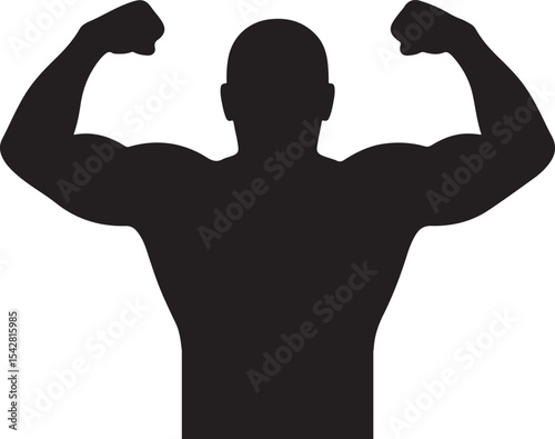 Muscular Bodybuilder Silhouette Vector Illustration of Strong Physique