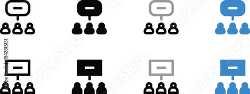 Flat Icons Representing a Presentation with an Audience
