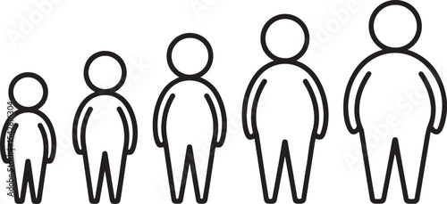 Body Size Progression Vector Illustration Set of Human Figure Scale