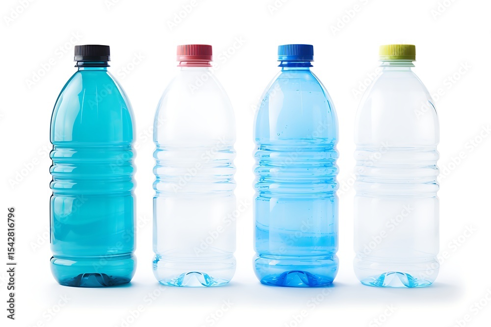 Naklejka premium Collection of Plastic Water Bottles Isolated on White Background