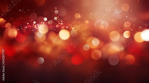 Abstract Red Bokeh Lights Background Festive Sparkling Texture