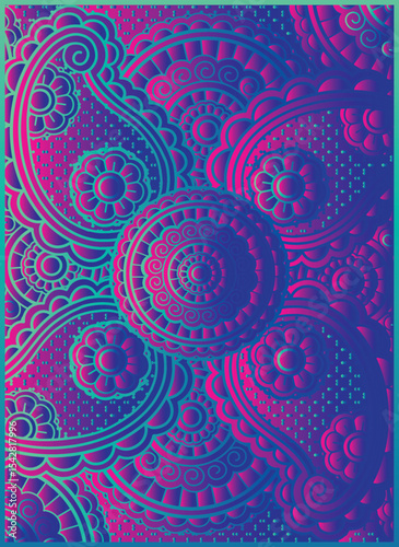 Vibrant Floral and Swirl Pattern - Psychedelic Vector Design