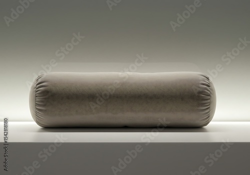 Elegant Bolster Pillow on White Surface with Neutral Background Lighting Setup