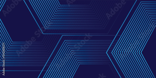 Dark blue background with hexagon geometric lines pattern. Abstract shiny hexagon lines. Futuristic technology concept. vector illustration