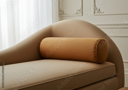 Elegant chaise lounge with bolster pillow, showcasing comfort and sophistication