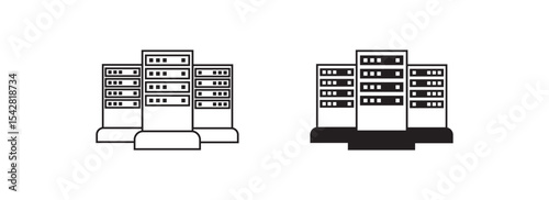 Server rack icon linear logo isolated. data and server linear icon set
