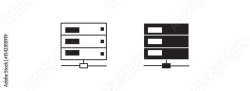 Server rack icon linear logo isolated. data and server linear icon set