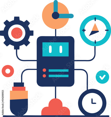 Illustrated Concept Of Productivity Through AI Power
