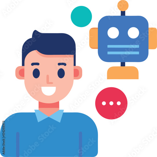 Male Character Engaging With Chatbot Assistant