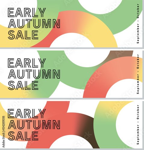 An Autumn advertising banner in settled and maple colors, Early Autumn Sale. / 落ち着いた紅葉カラーの秋の広告バナー アーリーオータムセール