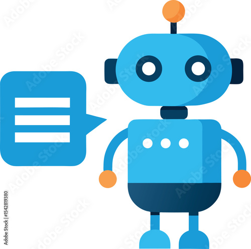 Robot Assistant With Speech Bubble Helping User