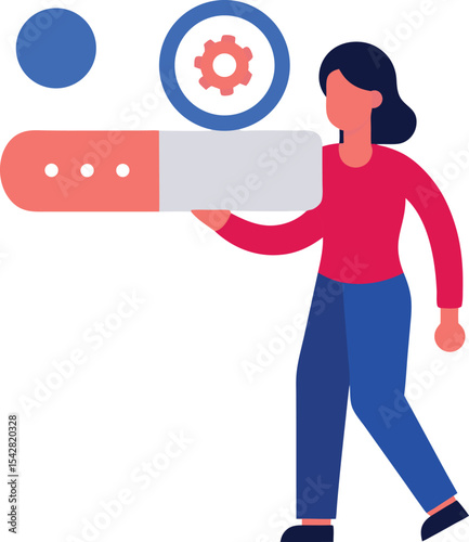 Vector Of Woman Holding Search Bar With AI Icon