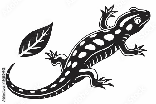 spotted salamander silhoette black vector 