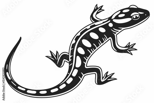 spotted salamander silhoette black vector 