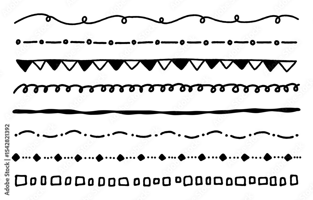 Obraz premium Hand-painted style decorative line set