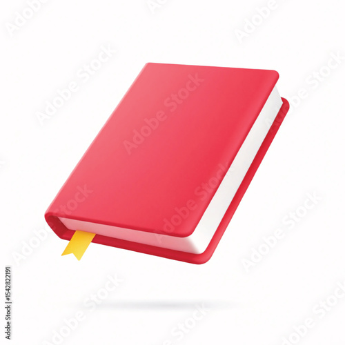 Red notebook with blank hardcover isolated on white background