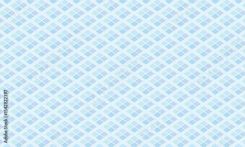 青系の4つのひし形のタイルを線で囲んだパターン背景