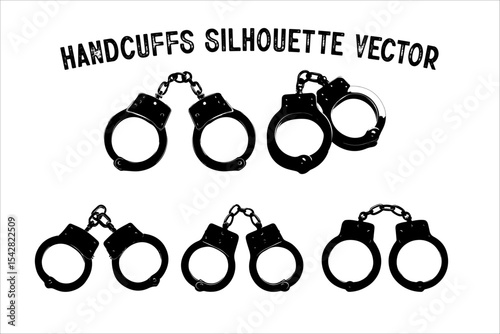 Minimalist Handcuffs Silhouette – Crime and Justice Concept Vector