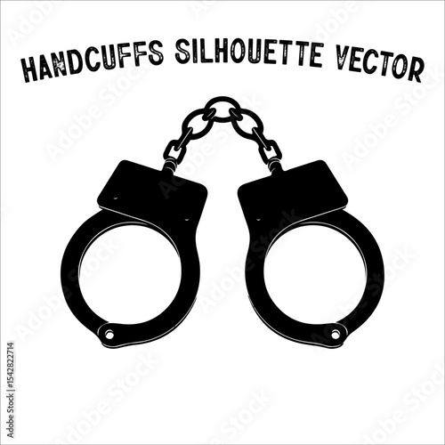 Minimalist Handcuffs Silhouette – Crime and Justice Concept Vector