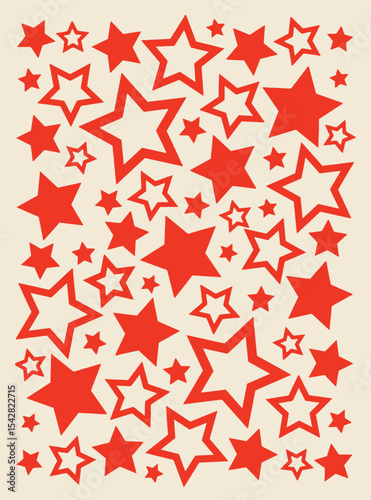 Red Star Pattern - Vibrant and Bold Starburst Design