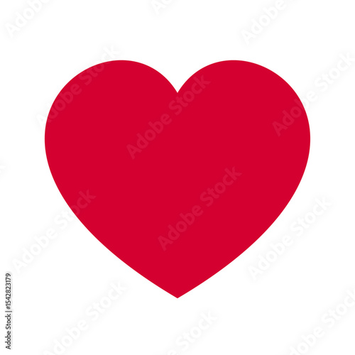 Simple flat red heart icon, a vector symbol of love isolated on a white background.