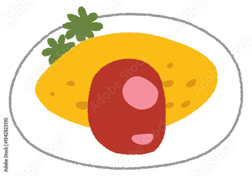 シンプルなオムライスのイラスト