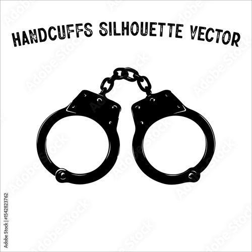Minimalist Handcuffs Silhouette – Crime and Justice Concept Vector