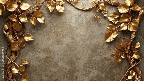 Elegant 3D Floral Design Featuring Golden Tree Roots