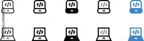 Various Coding Laptop Icons in Different Colors