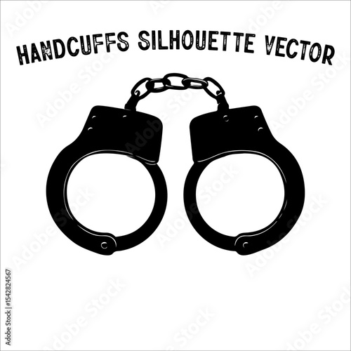 Minimalist Handcuffs Silhouette – Crime and Justice Concept Vector