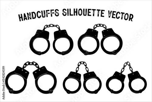 Minimalist Handcuffs Silhouette – Crime and Justice Concept Vector