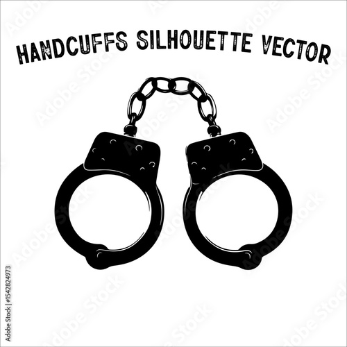 Minimalist Handcuffs Silhouette – Crime and Justice Concept Vector