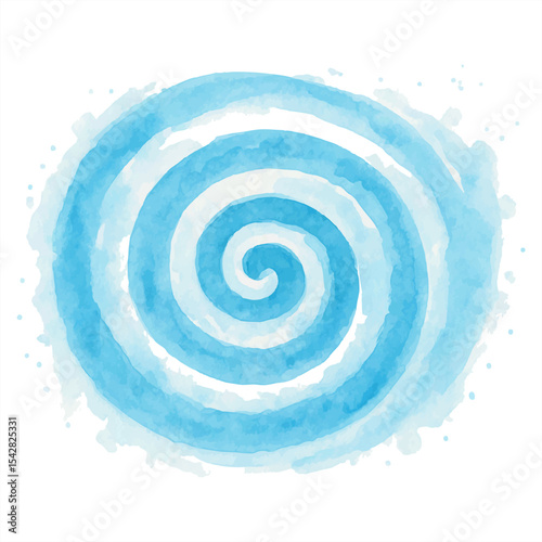 A mesmerizing blue watercolor spiral on a white textured background, ideal for artistic designs, backgrounds, or creative projects.