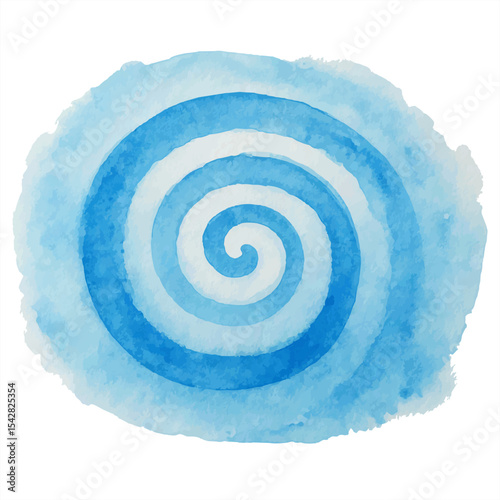 A mesmerizing blue watercolor spiral on a white textured background, ideal for artistic designs, backgrounds, or creative projects.