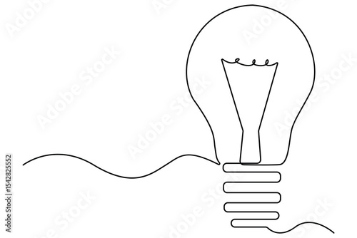 Light bulb one line drawing in minimalist style vector illustration isolated on white
