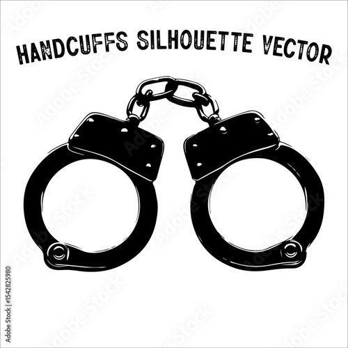 Minimalist Handcuffs Silhouette – Crime and Justice Concept Vector